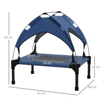 PawHut Hundebett mit Dach, Outdoor, tragbar, wasserabweisend, bis 30 kg, 61 x 46 x 63 cm, Dunkelblau(m-3)