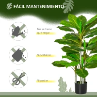 HOMCOM Planta Artificial Hoja Perenne Altura 95 cm con 33 Hojas Realistas en Maceta de Cemento Árbol Artificial para Interior Decoración Salón Oficina Verde(m-6)