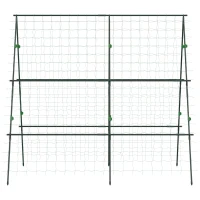 Outsunny Soporte para Plantas Trepadoras de Jardín Triangular con Estructura de Acero para Frutas Verduras 180x100x180 cm Verde(m-8)