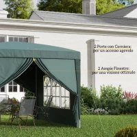 Outsunny Gazebo 3x3 m da Giardino Impermeabile in Acciaio con Copertura in tessuto Oxford, Verde(m-7)