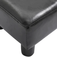 HOMCOM Reposapiés para Sofá Taburete Pequeño Tapizado en Piel Sintética Asiento de Espuma y Patas de Plástico 40x30x24 cm Negro(m-8)