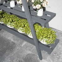 Outsunny Soporte para Plantas Plegable de Madera Estantería para Macetas de 3 Niveles con Marco en A 100x36x112 cm Gris(m-7)