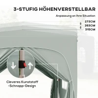 Outsunny 3 x 3 m Pavillon, Pop-up Gartenzelt mit Seitenwänden und Tragetasche, UPF50+, höhenverstellbar, Sand(m-5)
