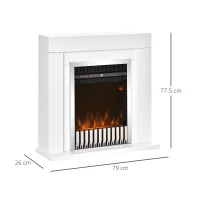 HOMCOM Camino Elettrico da Terra con Effetto Fiamma Realistico, Timer e Telecomando, 1000W e 2000W, 79x26x77.5cm, Bianco e Nero(m-3)