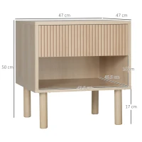 HOMCOM Comodini Moderni con Cassetto e Ripiano Aperto, Set 2 Pezzi 47x47x50 cm in Truciolato, color Legno(m-3)