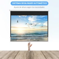 HOMCOM Pantalla de Proyección Portátil 80 Pulgadas Formato 16:9 con Altura Ajustable 172x96 cm Blanco(m-4)