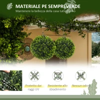 HOMCOM Set di 2 Piante Artificiali a Sfera con Foglie di Cedro per Casa e Giardino Ø45 cm, Verde(m-7)