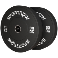 SPORTNOW Hantelscheiben-Set, 2 x 20 kg, olympischer Standard, Gummi, geräuscharm, Schwarz