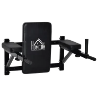 HOMCOM Barra de Musculación para Pared con Brazos Ajustables para hacer Dominadas Flexiones y Crossfit en Casa 70x53-63x48 cm Negro(m-1)