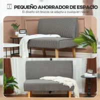 HOMCOM Sofá de 2 Plazas Tapizado en Pana con 2 Puertos USB 1 Puerto Tipo-C y Patas de Madera Carga 220 kg 110x60x85 cm Gris(m-8)