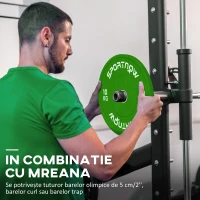 SPORTNOW Set de 2 Discuri Greutăți 2x10 kg din Cauciuc, cu Gaură de 5 cm pentru Gantere și Grijuri, Ø45x4 cm, Verde(m-5)