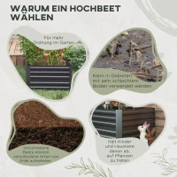 Outsunny Pflanzenkübel, Handliches Blumenbeet zum Anpflanzen, Hegen und Pflegen, Hochbeet, Stahl, Dunkelgrau(m-6)