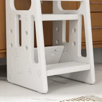 HOMCOM Scaletta per Bambini Torre Montessoriana Altezza Regolabile 3 Livelli, HDPE Inodore, 47x47x90cm, Bianco(m-9)