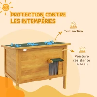 PawHut Maison pour chats niche d'extérieur en bois surrélevée avec toit ouvrable isolée  85 x 50 x 68,5 cm naturel vert(m-6)