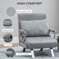 HOMCOM Single Sofa Bed Armchair Sofa Bed Guest Sleeper with Pillow for Home Office(m-6)