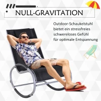 Outsunny Schaukelstuhl Schaukelliege Gartenliege Schwungliege mit Kopfkissen wetterfest Aluminium + Texteline Schwarz  bis 120 kg 117 x 62 x 91 cm(m-4)