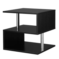 HOMCOM Mesita Auxiliar Mesa Auxiliar Pequeña Mesa para Sofá de Forma S con Compartimento Abierto Moderno 50x50x50 cm Negro(m-10)