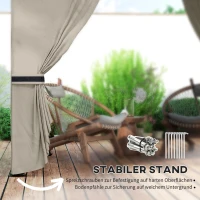 Outsunny 3,4 x 3,4 m Gartenpavillon, Bierzelt mit Lüftungsdach, Bogenfenstern, Stahlgestell, Hellgrau(m-7)