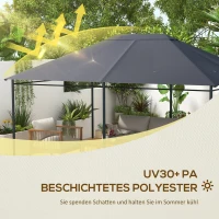 Outsunny Ersatzdach Pavillon Pavillon-Baldachin, wetterbeständig, 397 x 297 cm, Dunkelgrau(m-4)