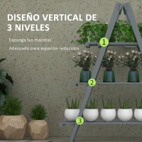 Outsunny Soporte para Plantas Plegable de Madera Estantería para Macetas de 3 Niveles con Marco en A 100x36x112 cm Gris(m-4)