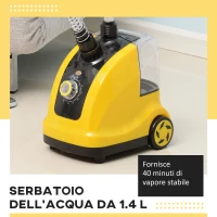 HOMCOM Stiratrice Verticale a Vapore, Stiratore Verticale 1950W da 1.4L con Asta Estendibile e 2 Rotelle per Abiti, Tende e Divani, in ABS e PP, 26x21.5x29 cm, Giallo(m-4)