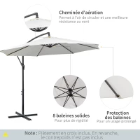 Outsunny Parasol déporté octogonal inclinable manivelle avec pied en acier Ø 3 x 2,5H m crème(m-5)