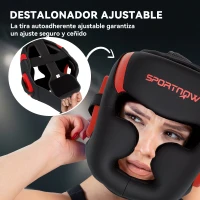 SPORTNOW Casco de Boxeo Helmet MMA con Correa Ajustable para Grappling Sparring Artes Marciales Kickboxing Karate Rojo y Negro(m-5)