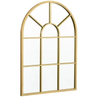 HOMCOM Espejo Decorativo de Pared 50x70cm Espejo de Ventana de Metal para Salón Dormitorio Entrada Estilo Moderno Dorado(m-11)
