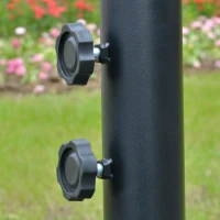 Outsunny Sombrilla de Jardín Ø295 cm Parasol Excéntrico Inclinable con Manivela Base Cruzada y Soporte de Acero Café(m-10)