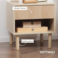 HOMCOM Comodini Moderni con Cassetto e Ripiano Aperto, Set 2 Pezzi 47x47x50 cm in Truciolato, color Legno(m-6)