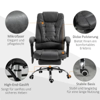Vinsetto Bürostuhl mit Massagefunktion, ergonomisch, 65x160x104cm, Grau(m-8)