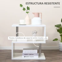 HOMCOM Mesita Auxiliar Mesa Auxiliar Pequeña Mesa para Sofá de Forma S con Compartimento Abierto Moderno 50x50x50 cm Blanco(m-6)
