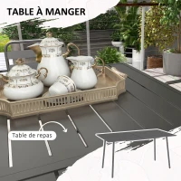 Outsunny Salon de jardin ensemble salle à manger de jardin 7 pièces avec 1 table et 6 chaises empilables en acier gris(m-5)