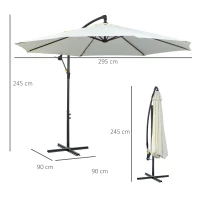 Outsunny Ombrellone da Esterni 3x2.5 m con Manovella, in Acciaio e Poliestere Anti-UV, Crema(m-3)
