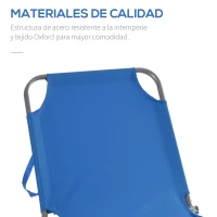 Outsunny Tumbona de Jardín Plegable con Respaldo Ajustable en 5 Posiciones Carga 120 kg para Terraza Piscina 187x55x24 cm Azul(m-5)