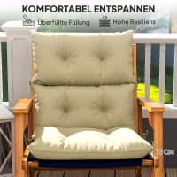 Outsunny Sitzkissen, Dickes Polsterkissen für Sitzmöbel, mit Rückenlehne, Schaukelstuhlkissen, für drinnen und draußen, Beige(m-4)