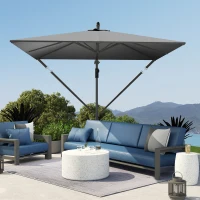 Outsunny Ombrellone da Giardino a Sbalzo 2.5x2.5 m con Manovella, Inclinabile e Girevole con Copertura, Grigio(m-8)