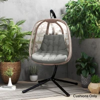 Outsunny Poduszka na siedzenie zewnętrzne, Poduszka do kosza wiszącego i krzeseł bujanych, Poduszka do zewnętrznego użytku, Szara(m-2)