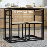 HOMCOM Esstisch-Set mit 2 Stühlen, Kompaktes Set aus Tisch und Stühlen für Esszimmer, Wohnzimmer, Küche, mit Metallrahmen(m-4)