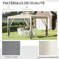 Outsunny Tonnelle barnum de jardin 3L x 3l m avec 4 moustiquaires amovibles - double toit - beige(m-5)
