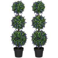 HOMCOM 2er-Set Künstliche Pflanzen, UV-beständige Kunstpflanze im Blumentopf, 110 cm Zimmerpflanze für Wohnzimmer, Garten