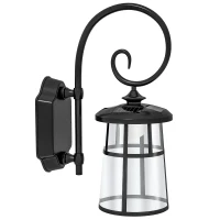 Outsunny Lampada da Giardino con Pannello Solare, Impermeabile IP44 e Accensione Automatica, Nero(m-1)