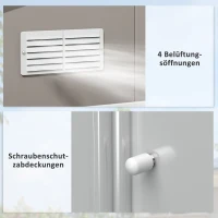 Outsunny Geräteschuppen, Wetterfestes Gartenhaus für Gartengeräte, mit Belüftungsfenstern, Schiebetüren, Stahl, Hellgrau(m-8)