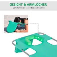 Outsunny Leżanka ogrodowa z wyściełanym otworem na twarz, leżak do masażu na zewnątrz, boczna kieszeń, tkanina, metal, Zielony(m-5)