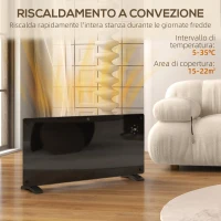 HOMCOM Riscaldatore a Convezione 2000W Temperatura Regolabile con Telecomando, Timer 24h e Settimanale, Nero(m-5)