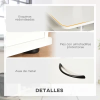 HOMCOM Escritorio con Estanterías Mesa de Ordenador con 2 Cajones Bandeja de Teclado Soportes para Monitor 120x55x85 cm Blanco(m-6)