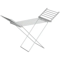 HOMCOM Stendino Elettrico Riscaldato con Ali Pieghevole Salvaspazio in Lega di Alluminio, 144x53x91cm, Argento(m-1)