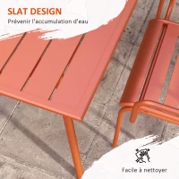 Outsunny Salon de jardin ensemble salle à manger de jardin 7 pièces avec 1 table et 6 chaises empilables en acier rouge(m-6)