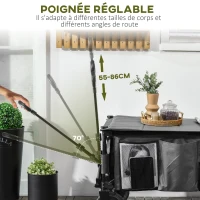 Outsunny Chariot de jardin pliable bâche amovible poignée télescopique inclinaison réglable 5 sacs 108 x 55 x 93 cm gris foncé(m-4)