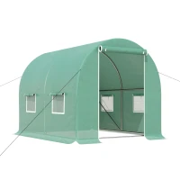 Outsunny Invernadero de Túnel 3x2x2 m Invernadero Grande con 4 Ventanas para Cultivos Plantas Verduras Cubierta PE 140 g/㎡ Verde(m-1)